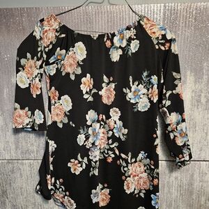 Acting Pro Black Floral Women's Blouse